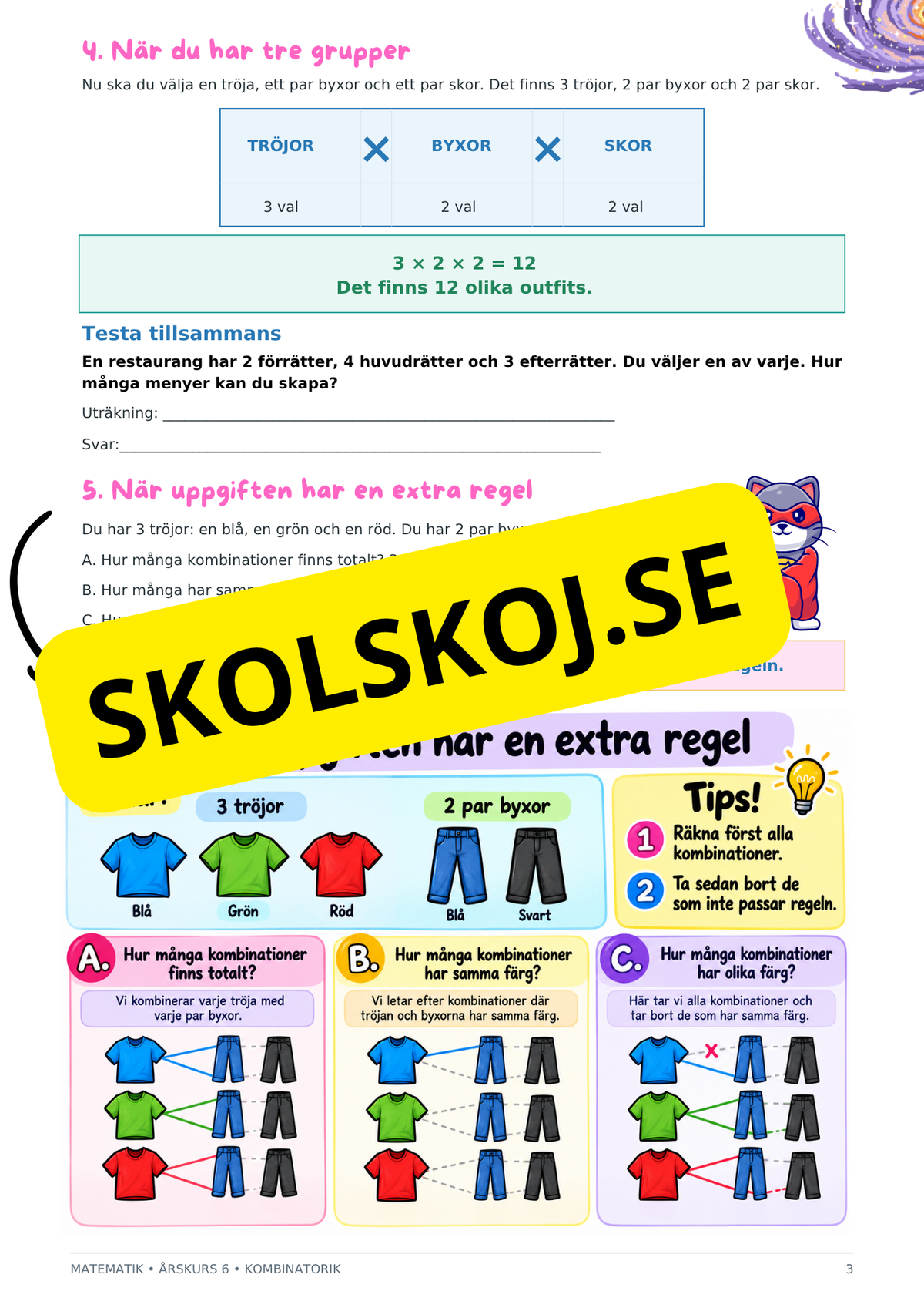 Kombinatorik - Årskurs 6
