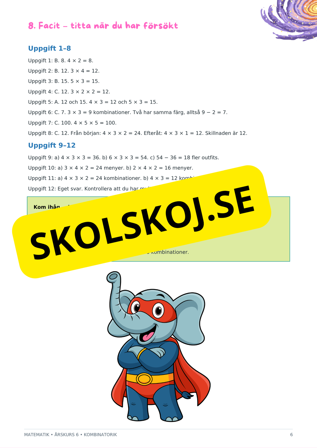 Kombinatorik - Årskurs 6