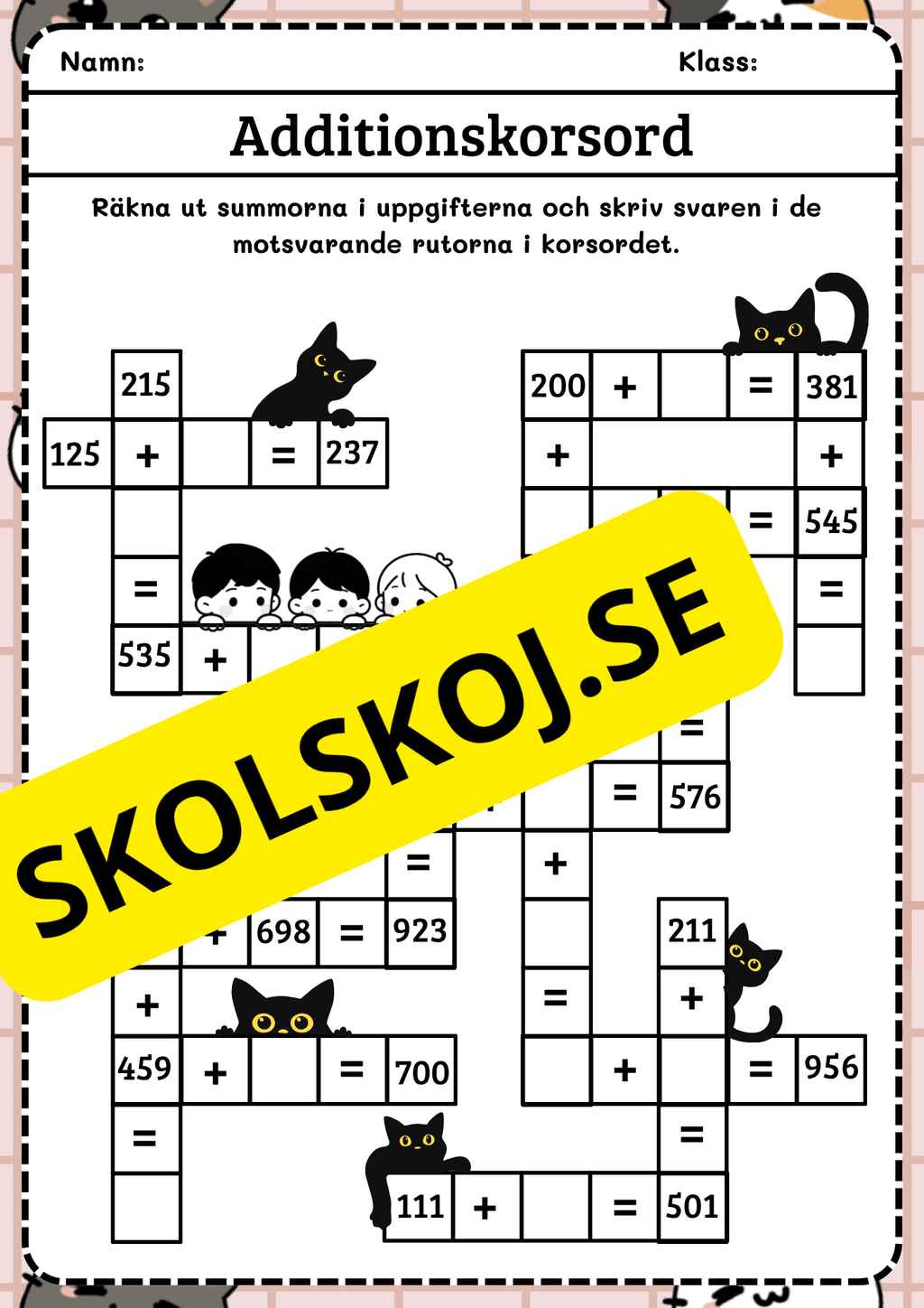 Korsord med addition