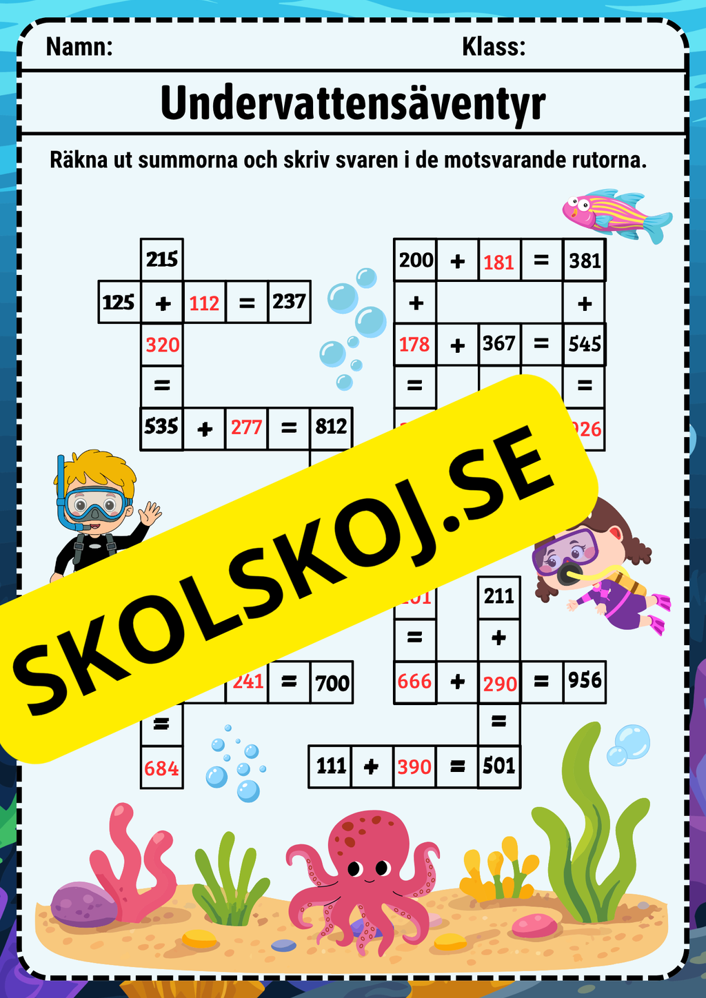 Korsord med addition