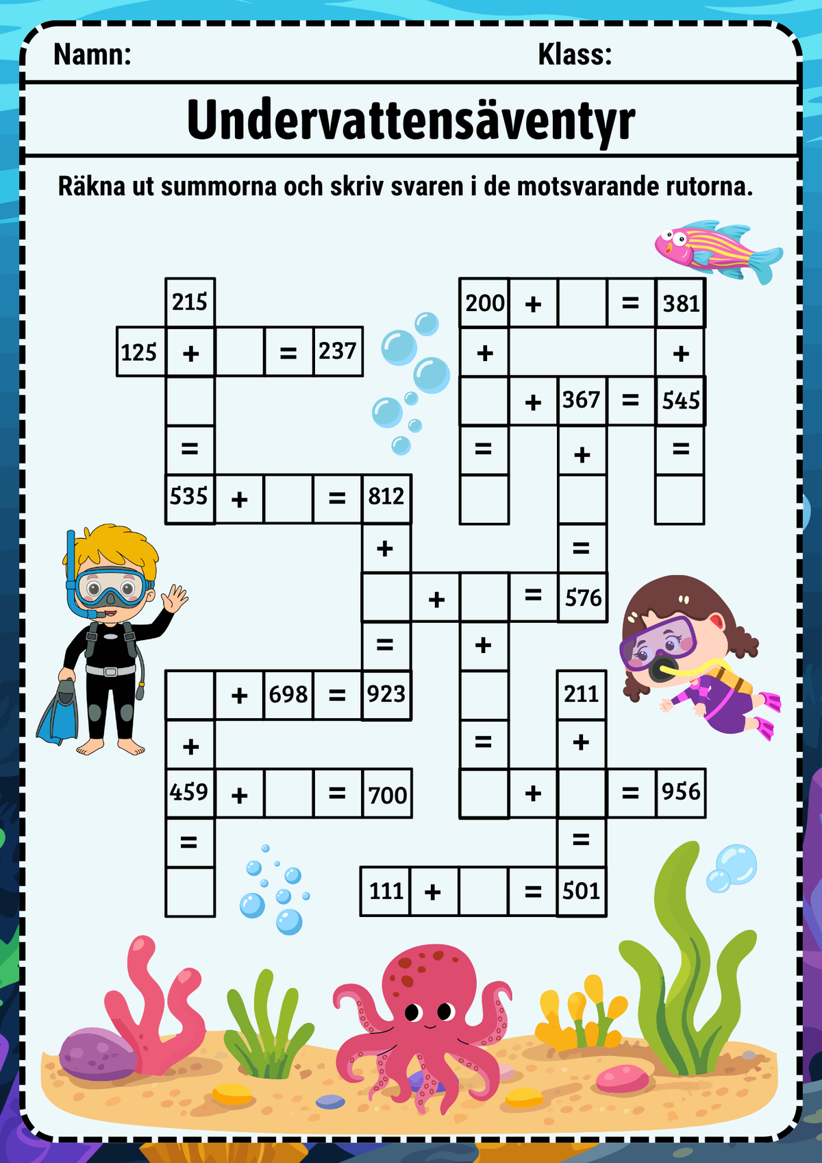 Korsord med addition