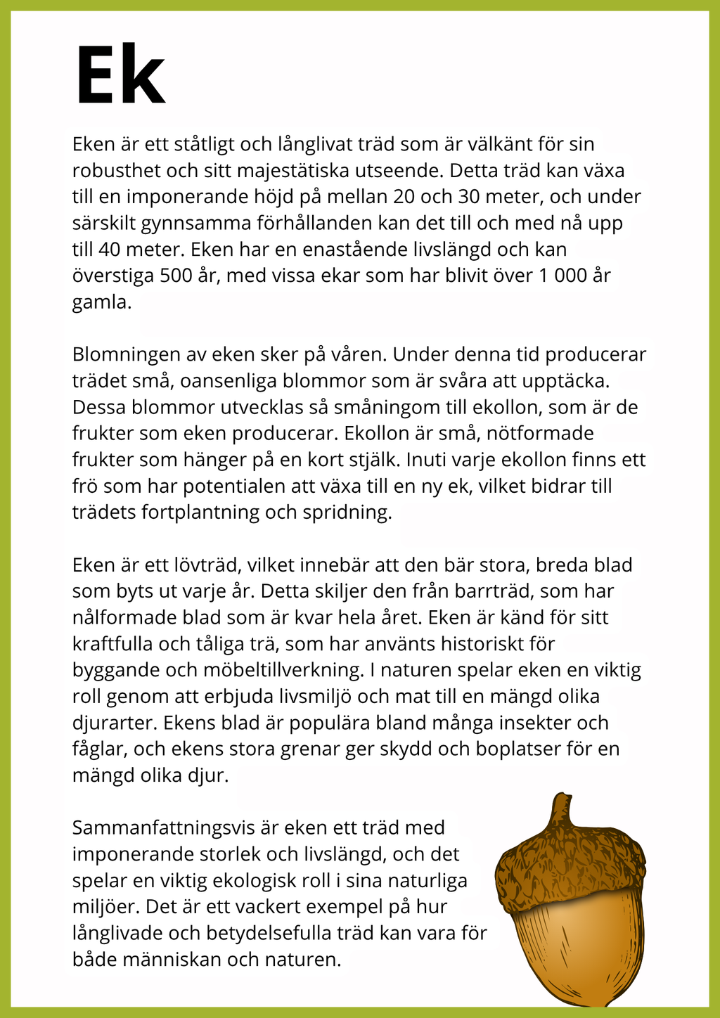 Kortfakta om träd