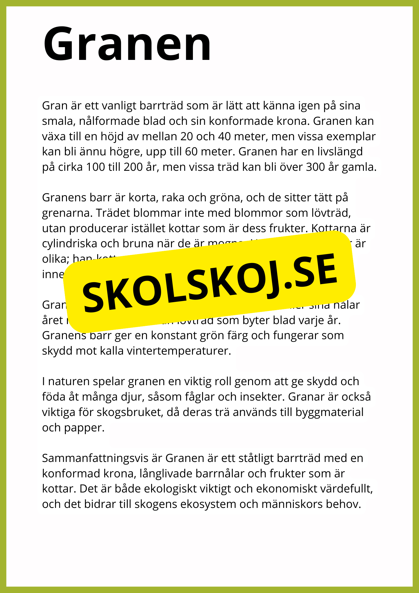 Kortfakta om träd
