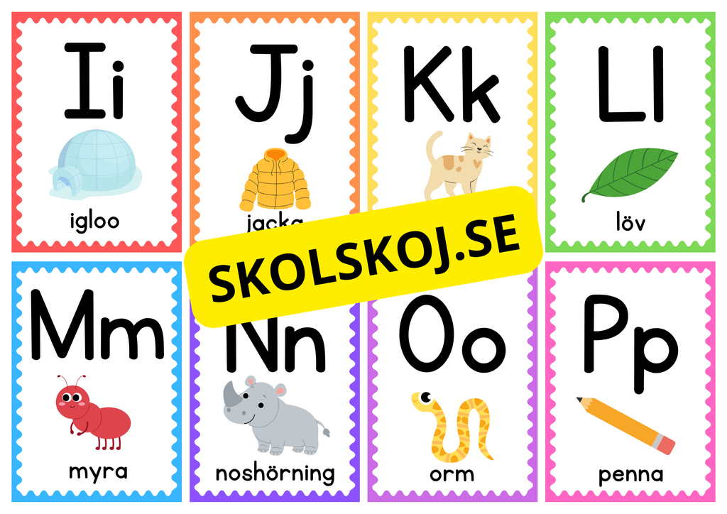 Kort med alfabetet