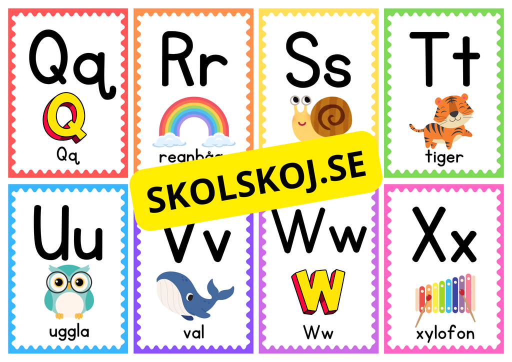 Kort med alfabetet