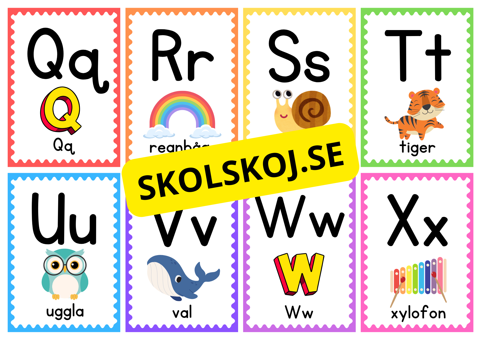 Kort med alfabetet