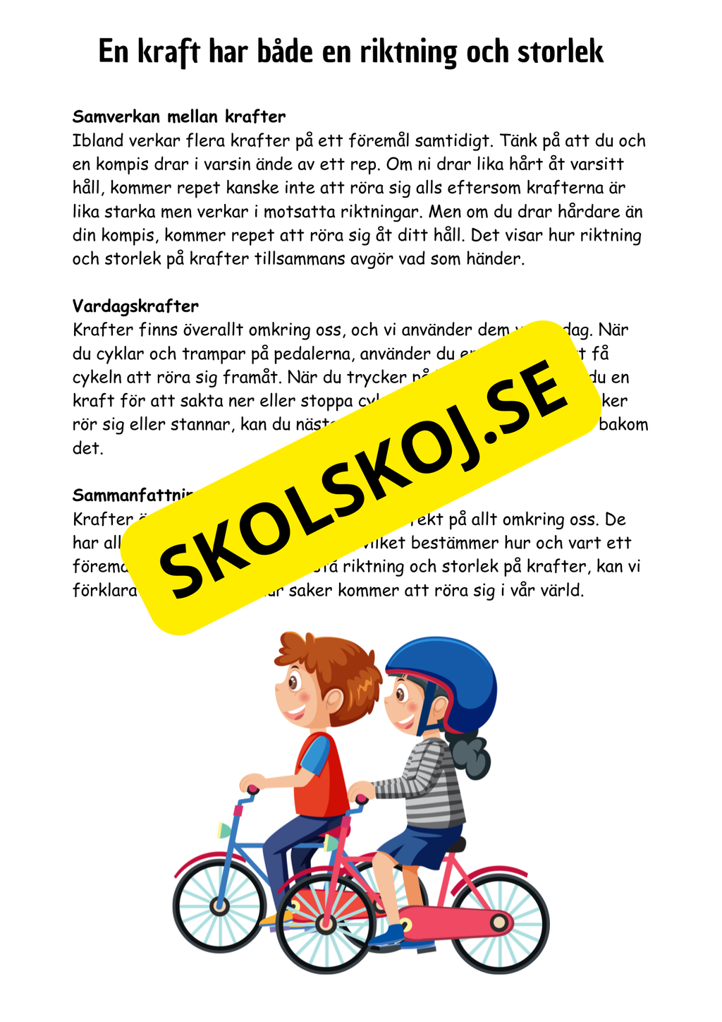 Krafter och rörelse - Årskurs 3 - 6
