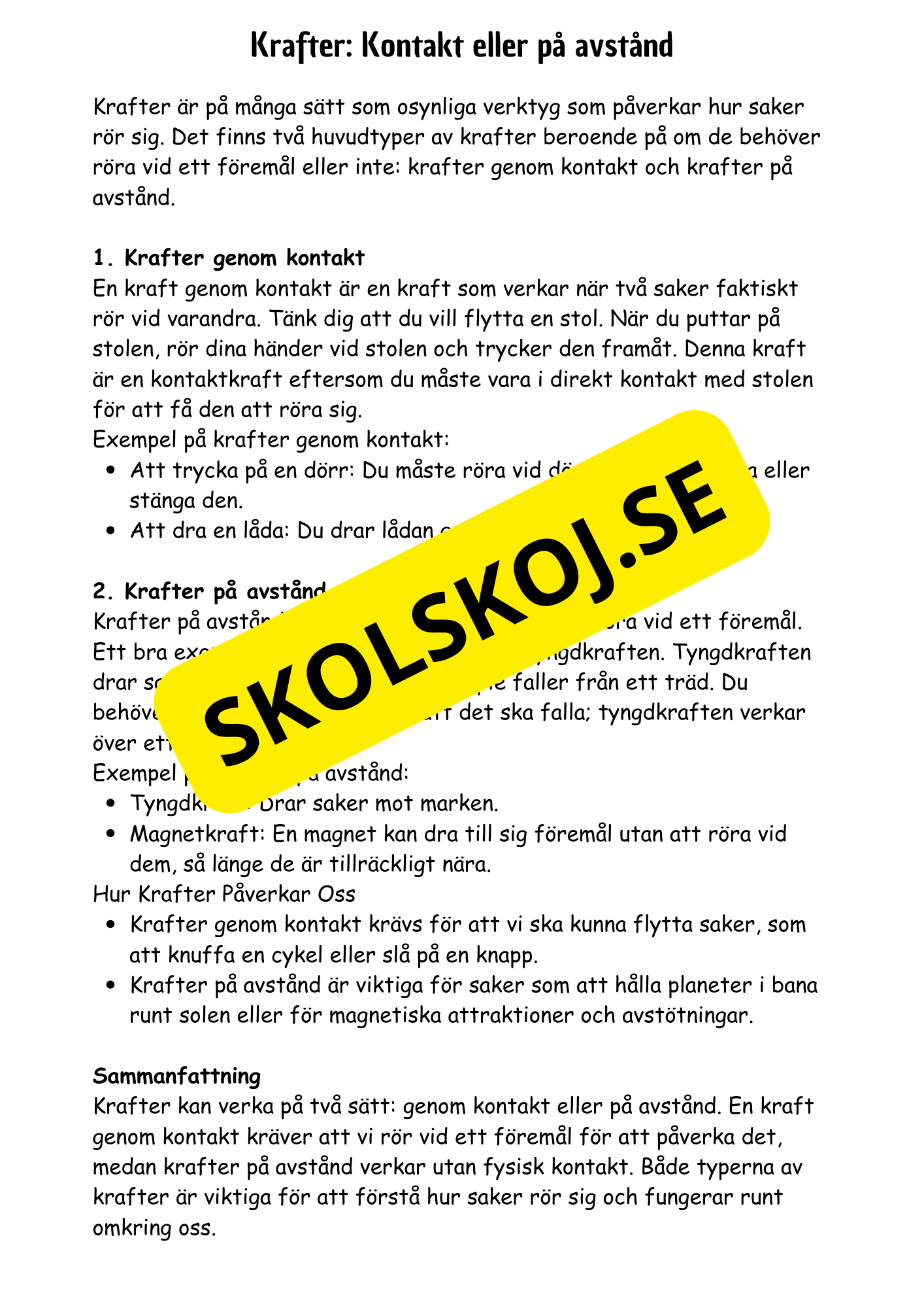 Krafter och rörelse - Årskurs 3 - 6