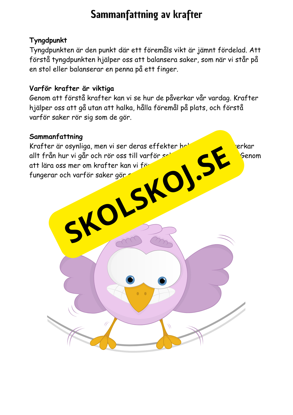 Krafter och rörelse - Årskurs 3 - 6