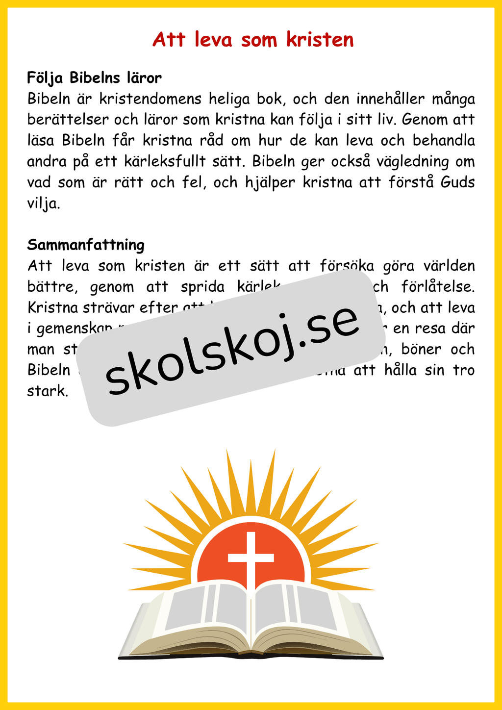 Kyrkan och dess betydelse - Årskurs 4 - 6