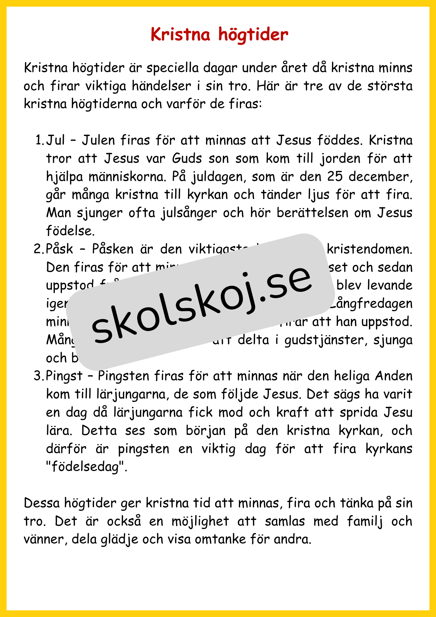 Kyrkan och dess betydelse - Årskurs 4 - 6