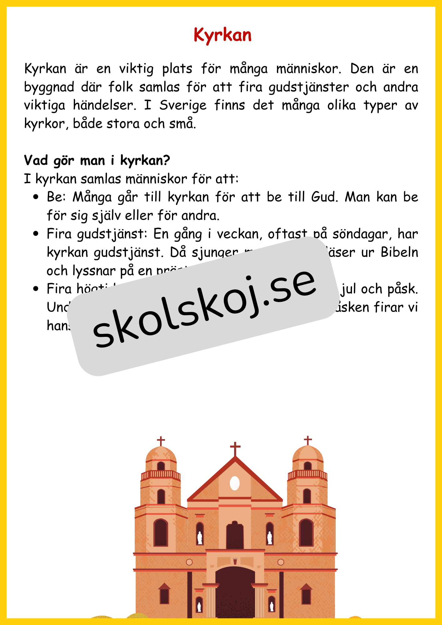 Kyrkan och dess betydelse - Årskurs 4 - 6