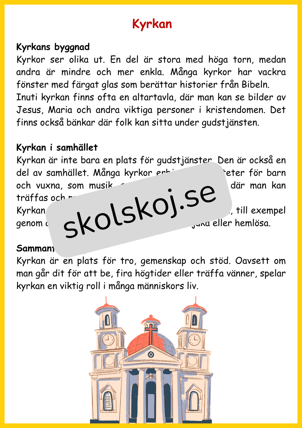 Kyrkan och dess betydelse - Årskurs 4 - 6