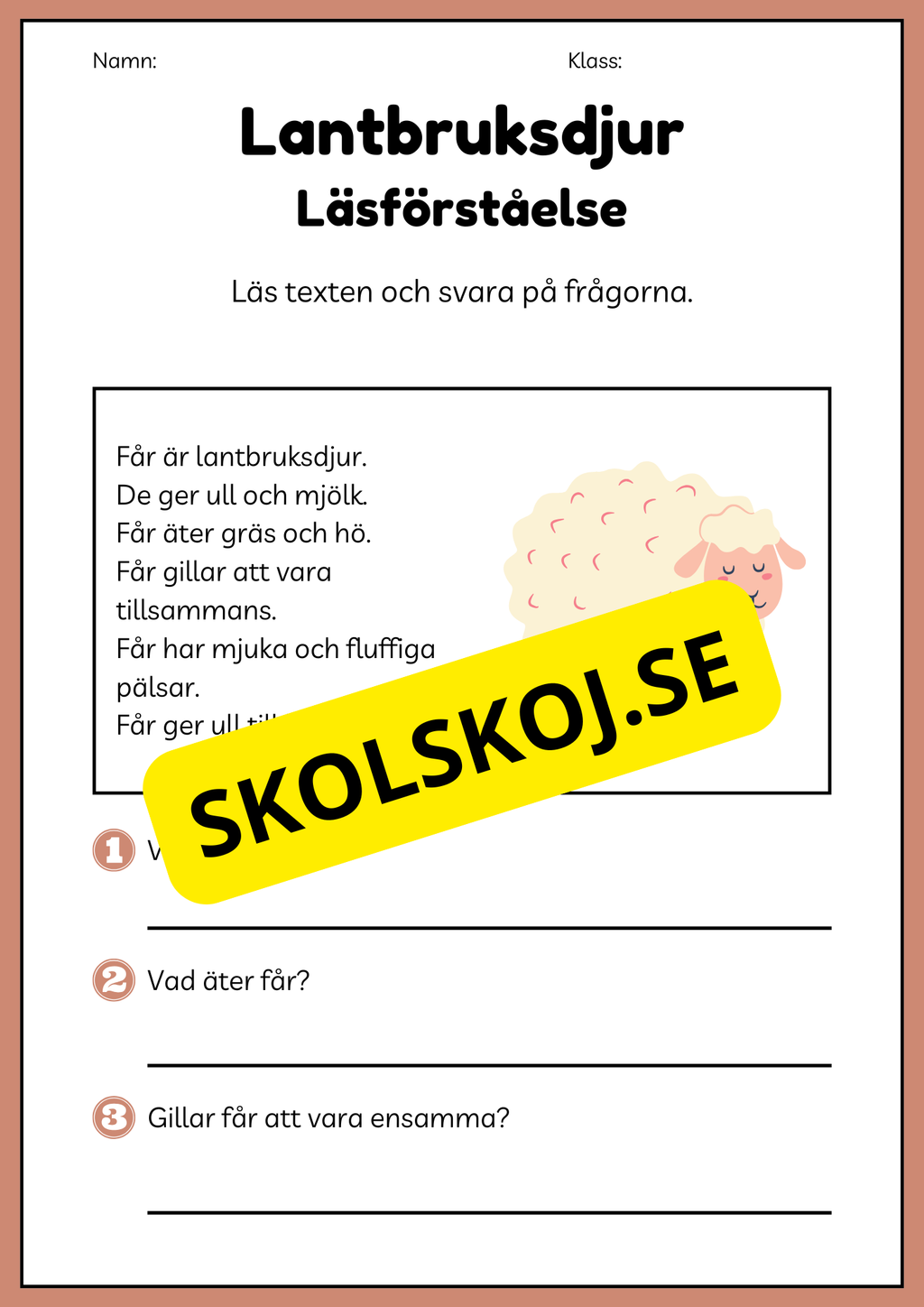 Lantbruksdjur - Läsförståelse