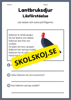 Lantbruksdjur - Läsförståelse