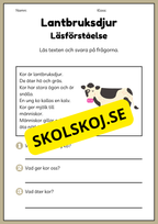 Lantbruksdjur - Läsförståelse