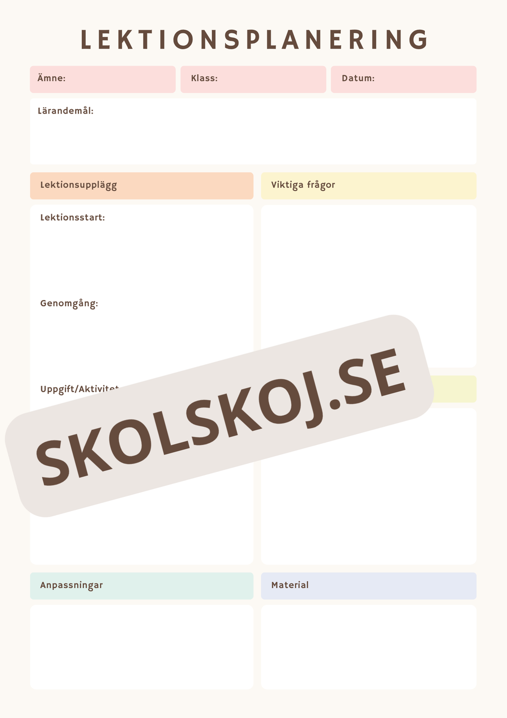 Lärarplanerare 2026-2027 - Häfte