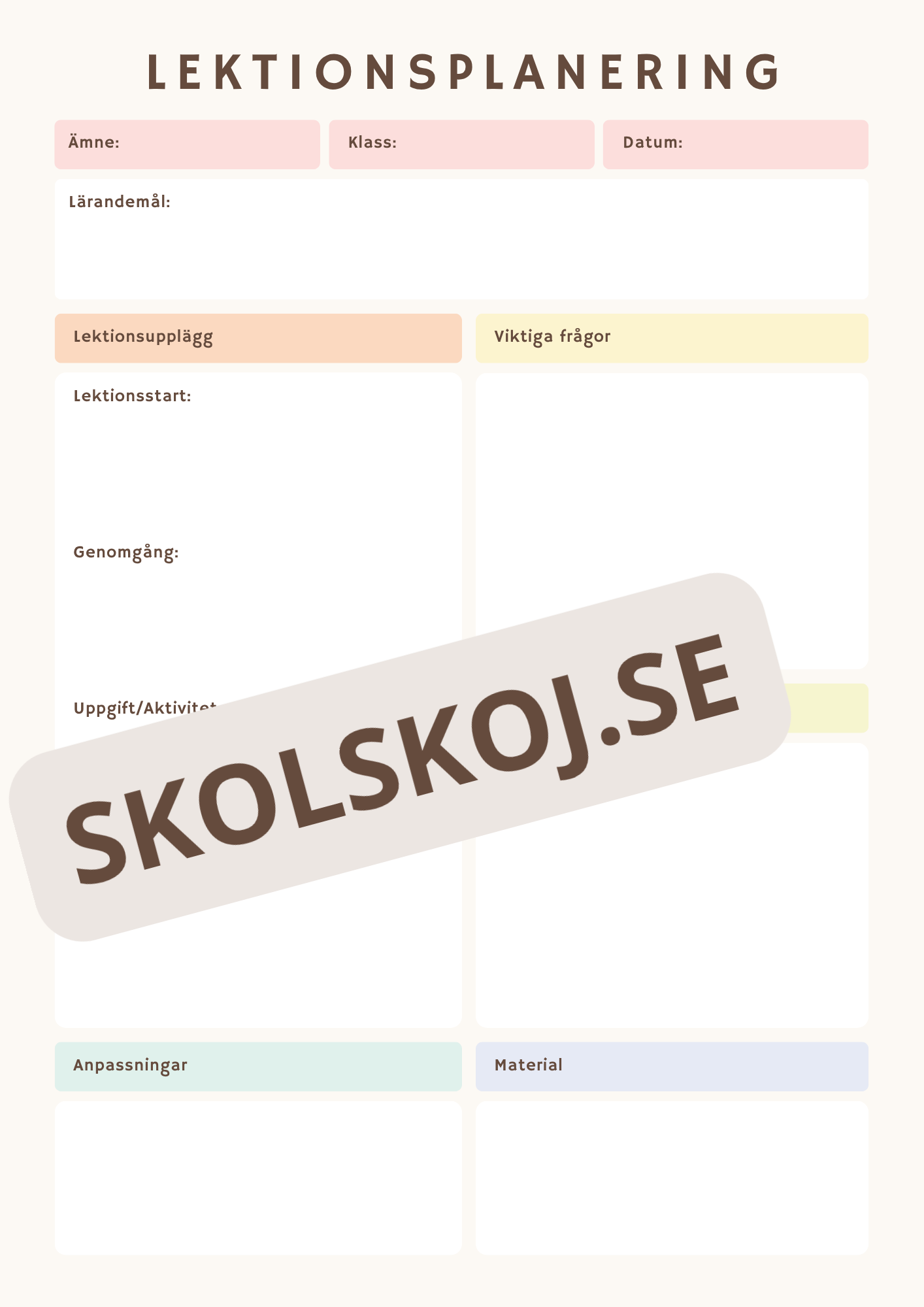 Lärarplanerare 2026-2027 - Häfte