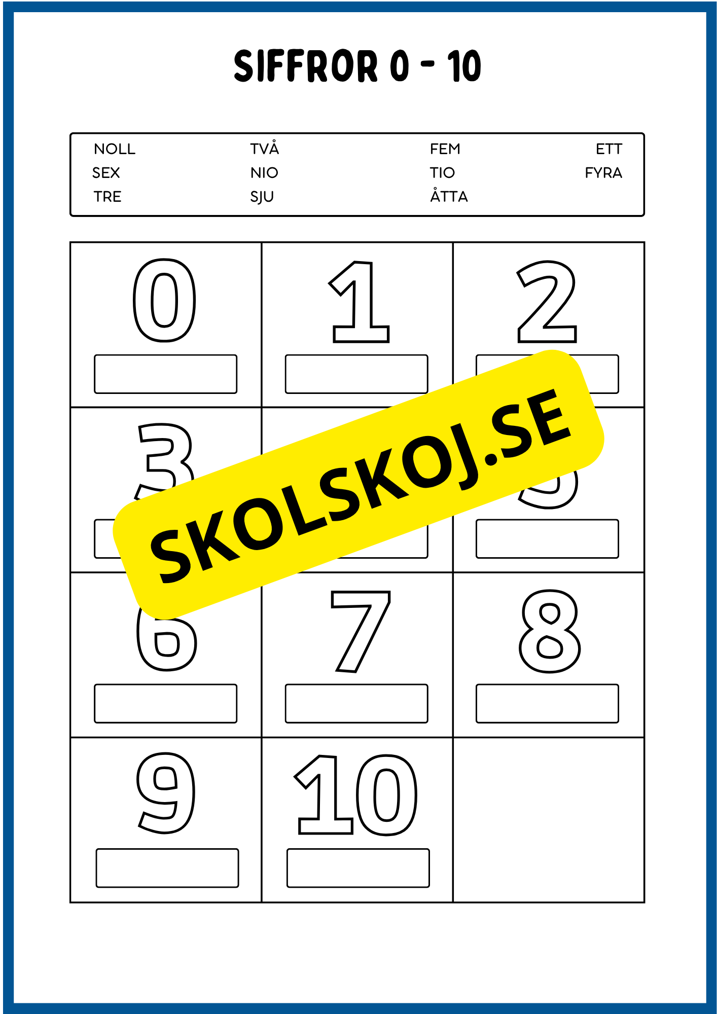 Lär dig siffror och tal 0 - 10
