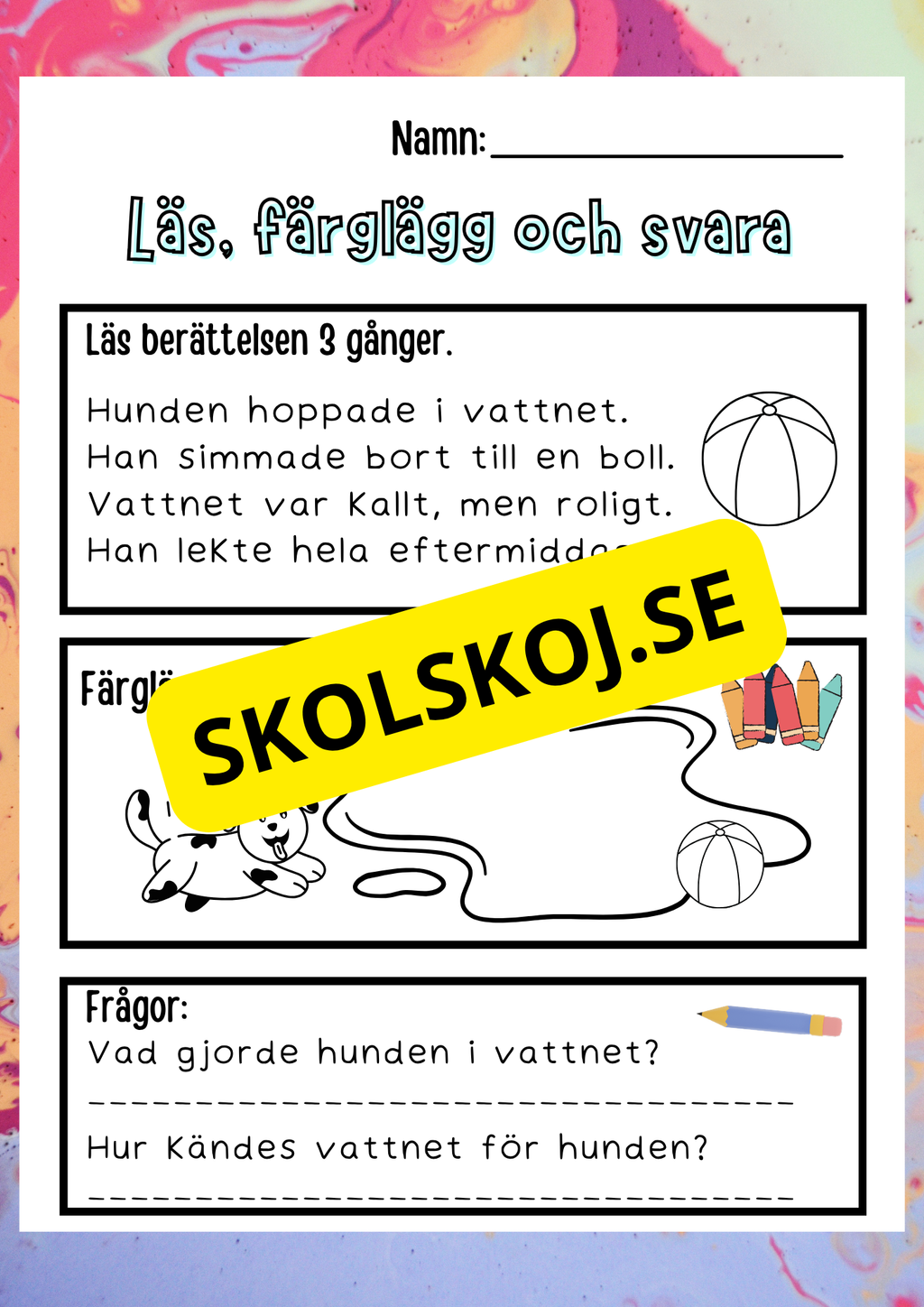 Läs, färglägg och svara