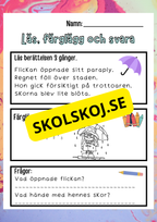 Läs, färglägg och svara