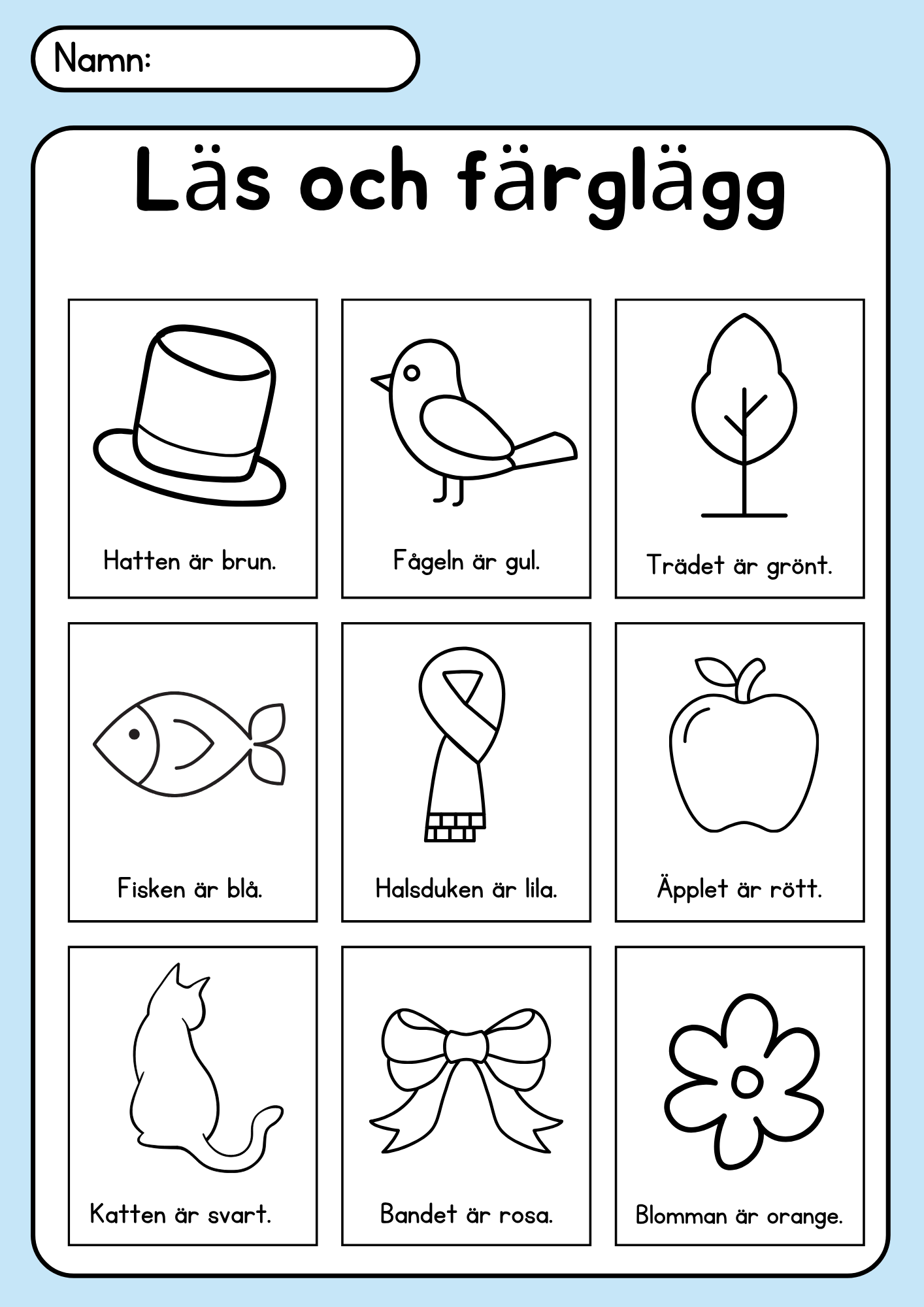 Läs, hitta och färglägg