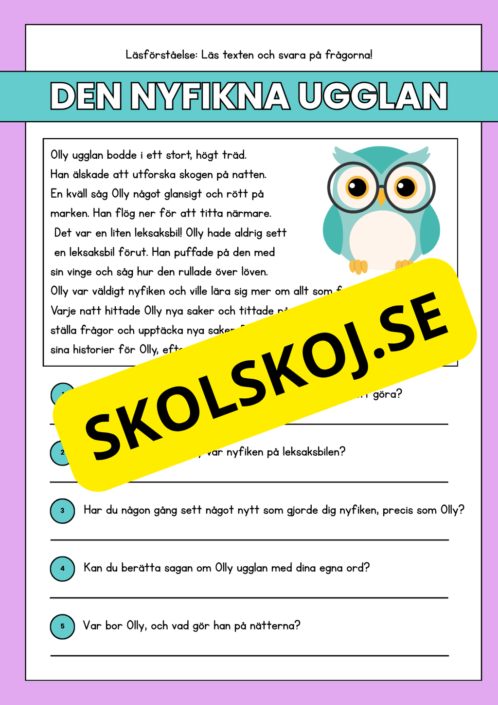 Läsförståelse - Djur- 14 texter