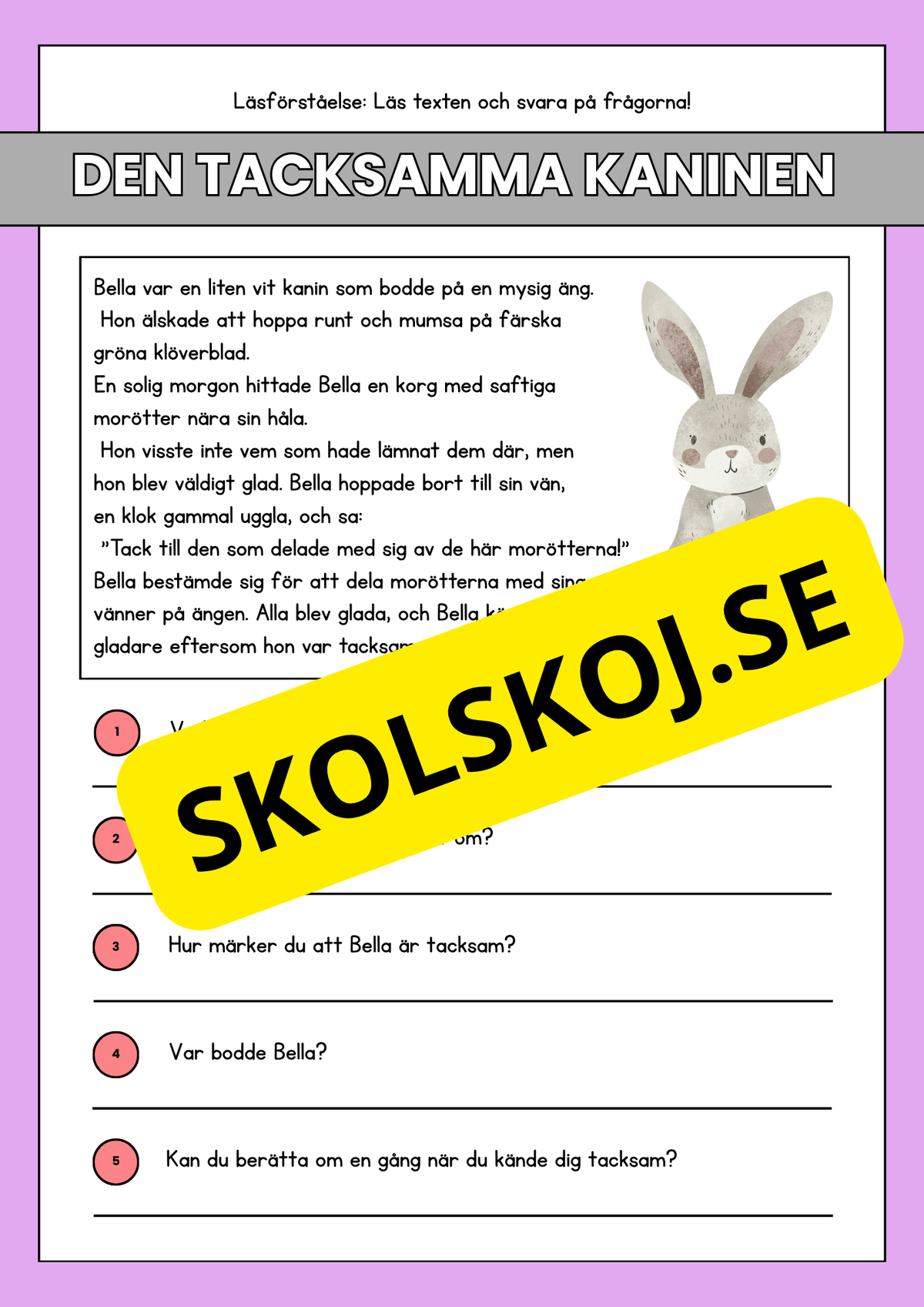 Läsförståelse - Djur- 14 texter