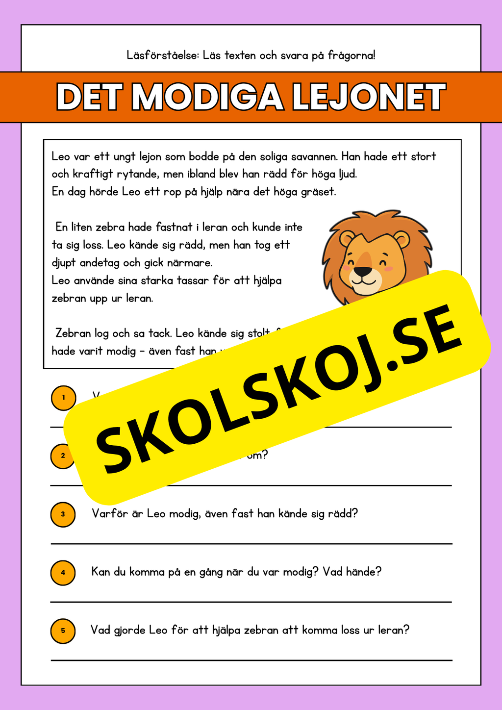 Läsförståelse - Djur- 14 texter