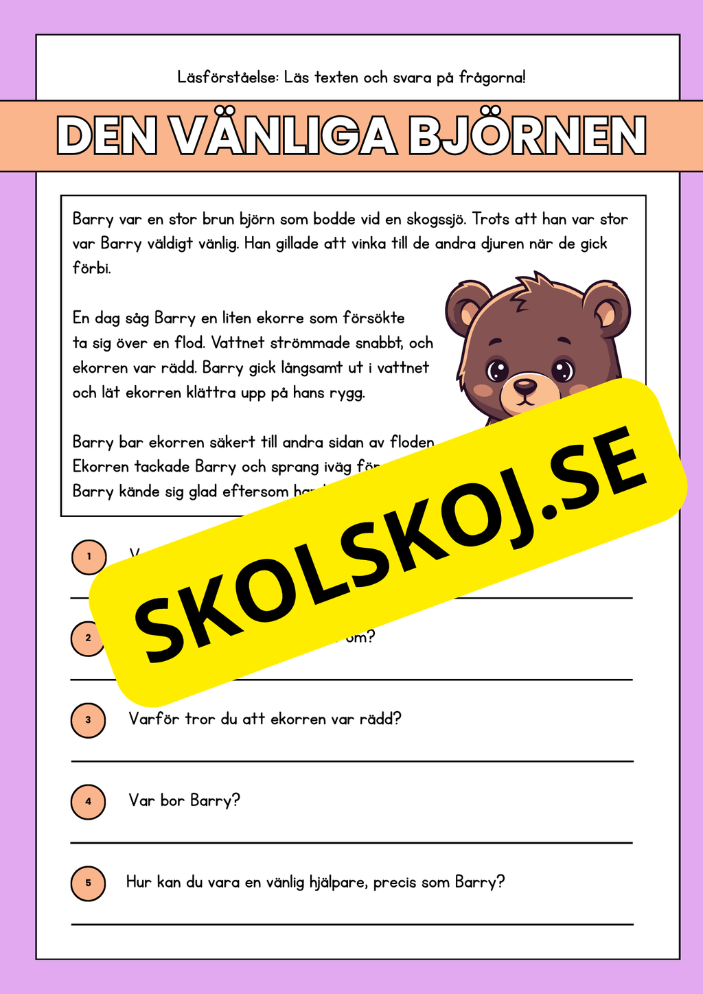 Läsförståelse - Djur- 14 texter