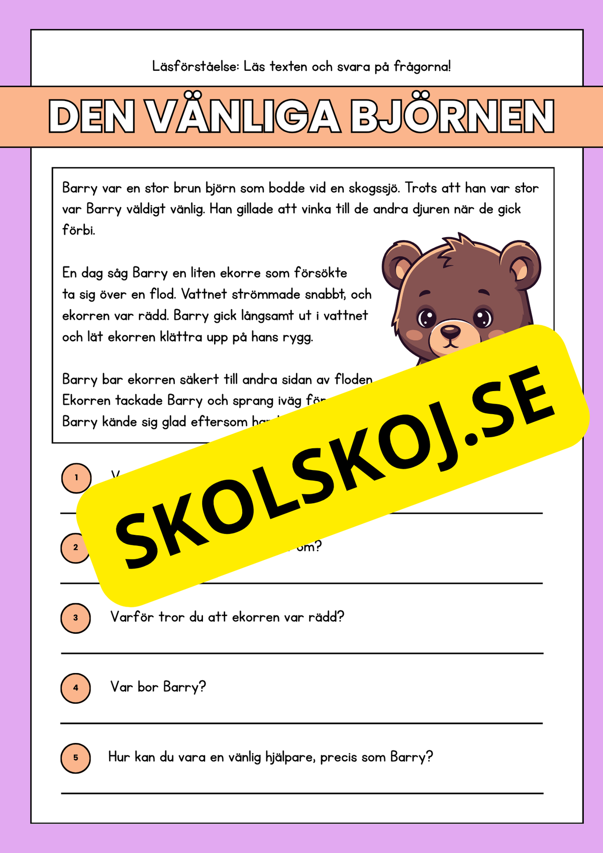 Läsförståelse - Djur- 14 texter