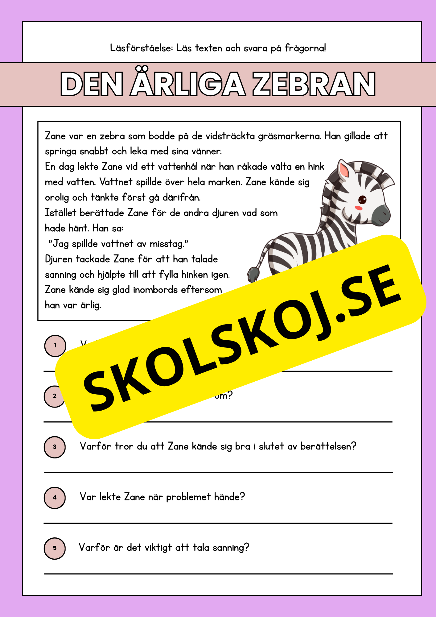 Läsförståelse - Djur- 14 texter