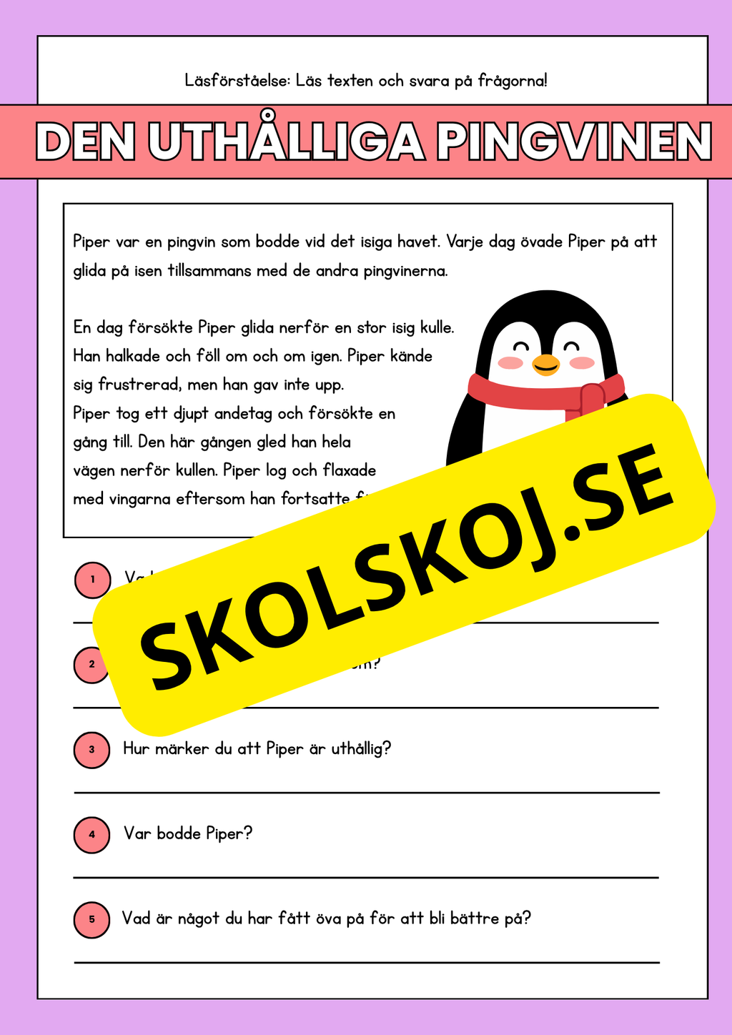 Läsförståelse - Djur- 14 texter