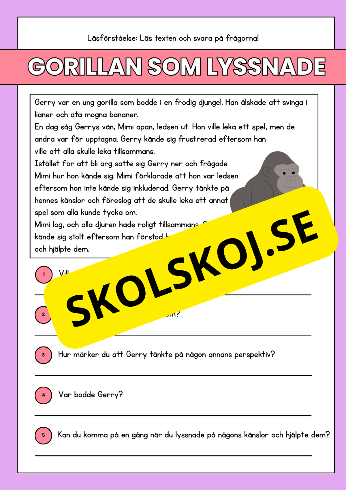 Läsförståelse - Djur- 14 texter