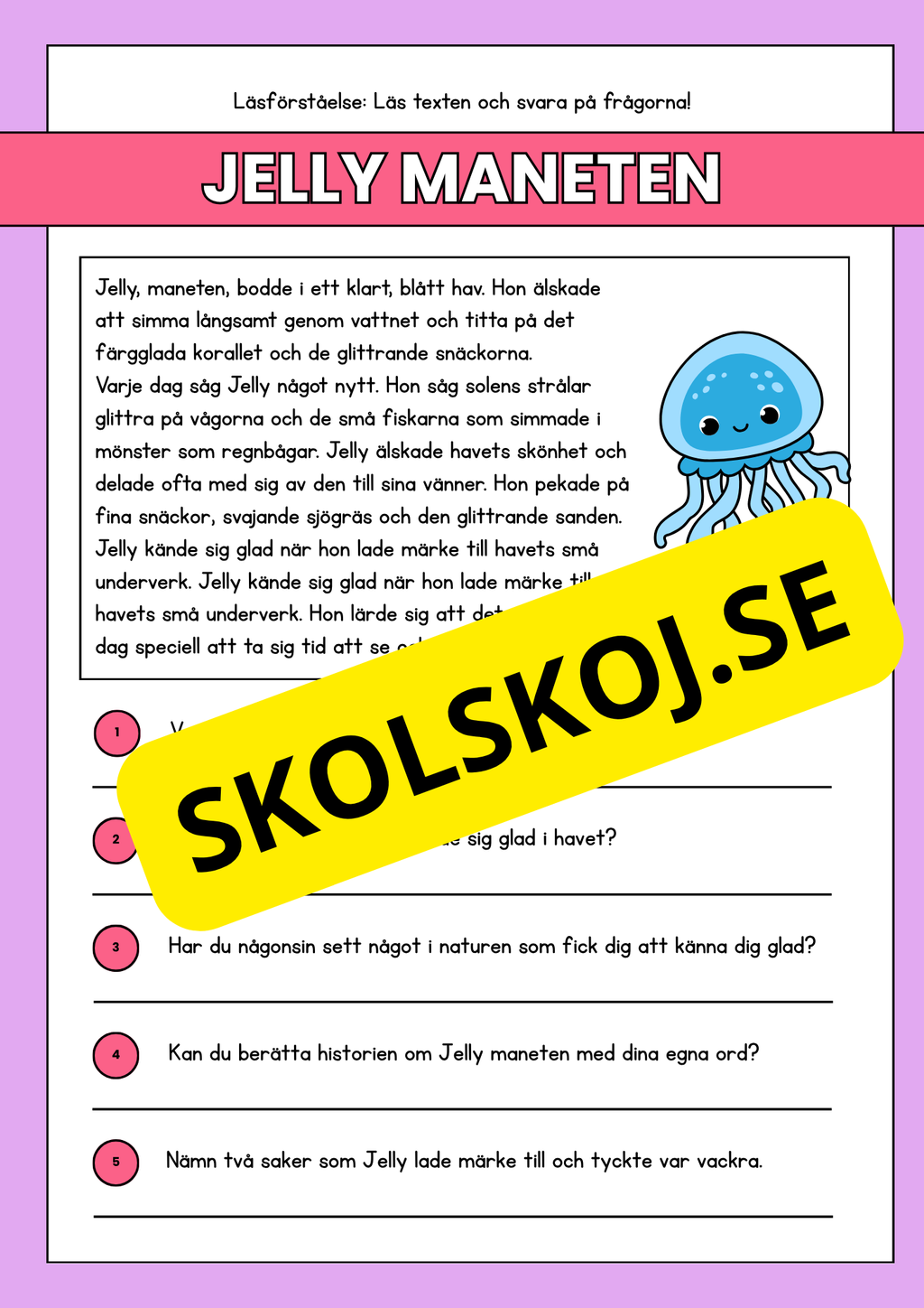 Läsförståelse - Djur- 14 texter