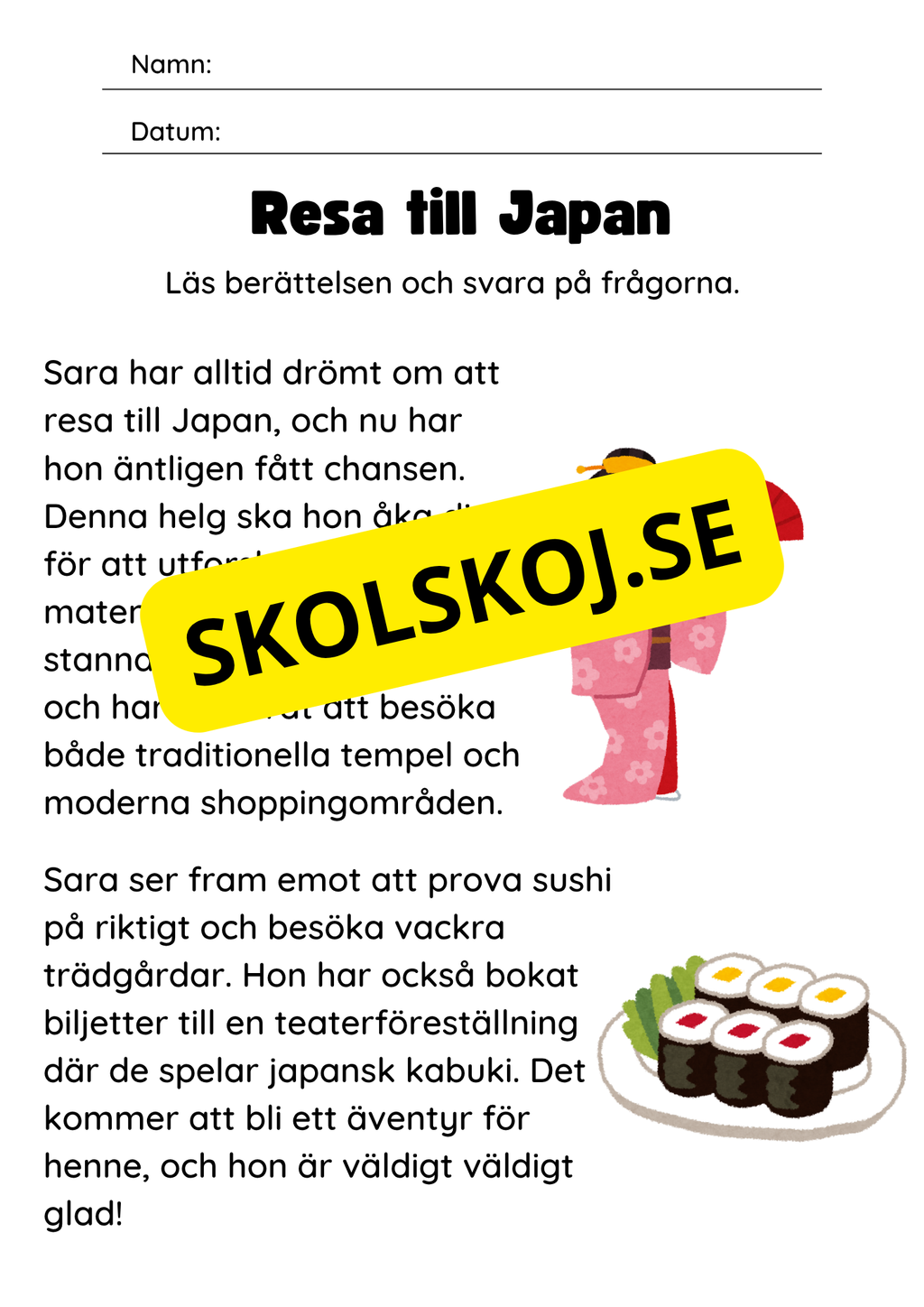 Läsförståelse - Enkel - Årskurs 2 - 3
