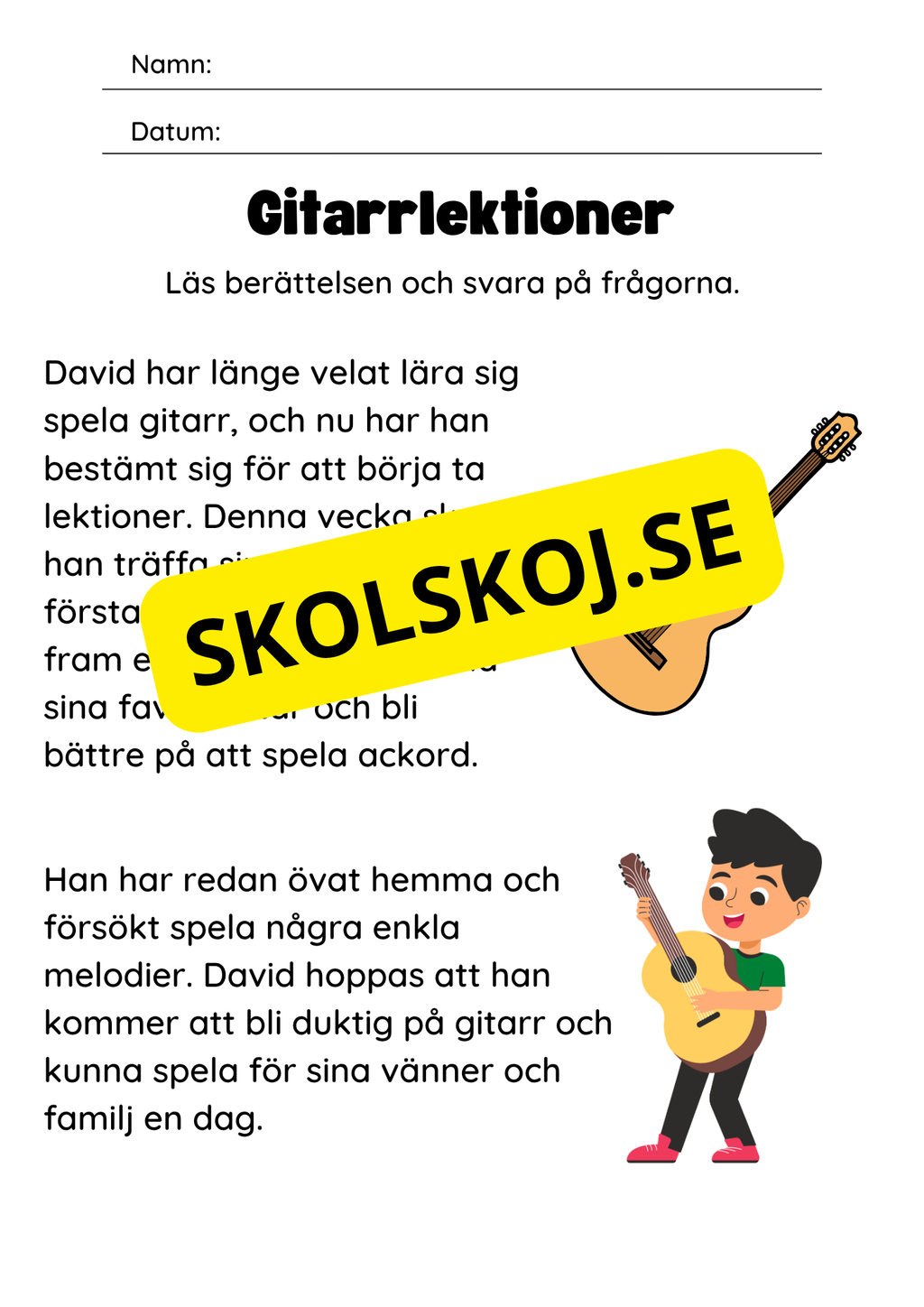 Läsförståelse - Enkel - Årskurs 2 - 3