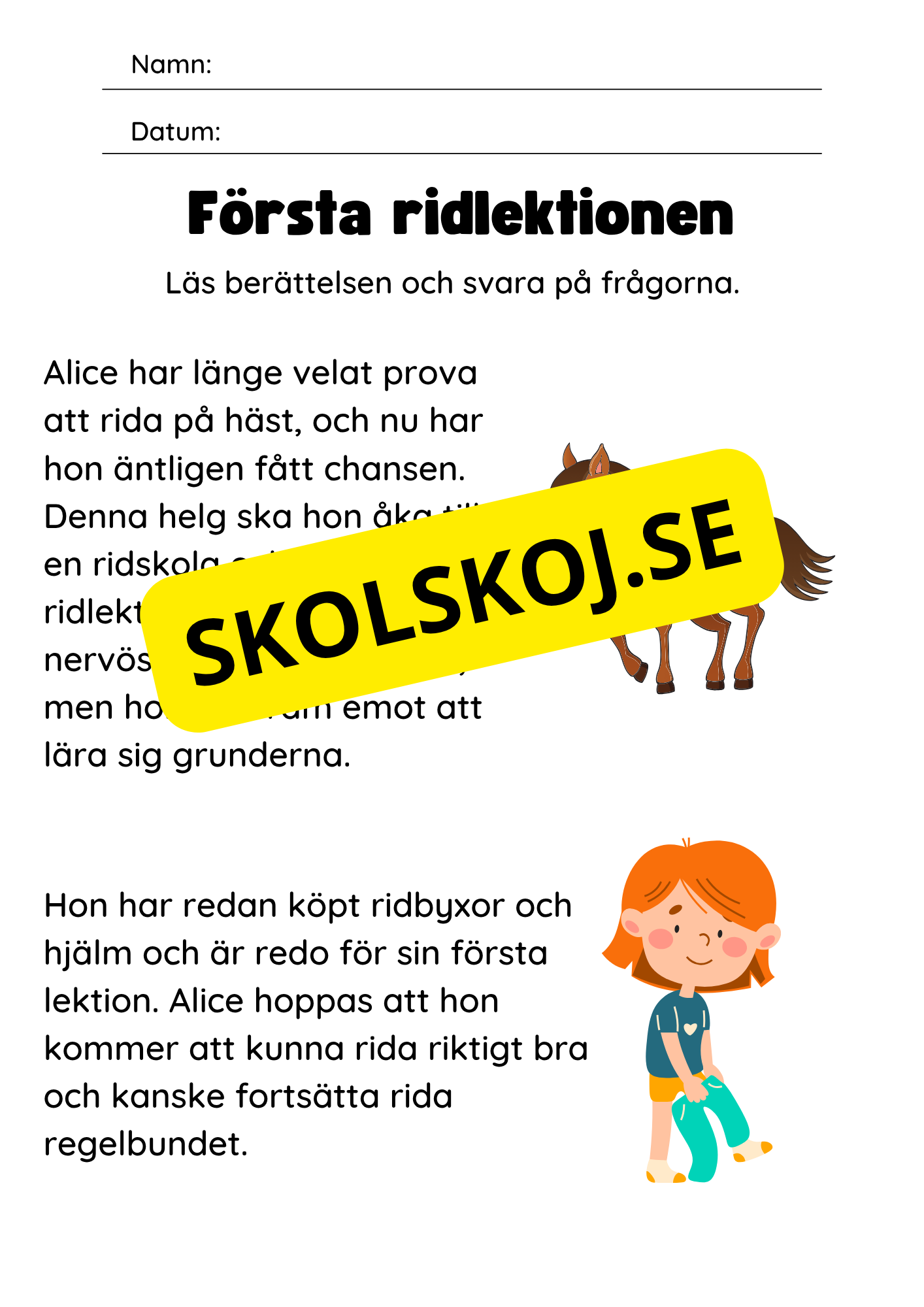 Läsförståelse - Enkel - Årskurs 2 - 3