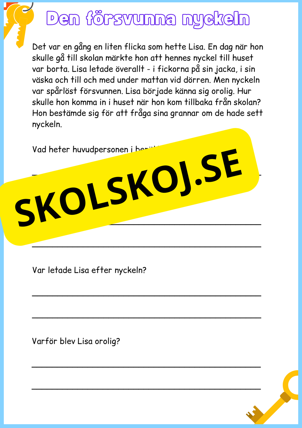 Läsförståelse - Årskurs 3 - 4 - Häfte