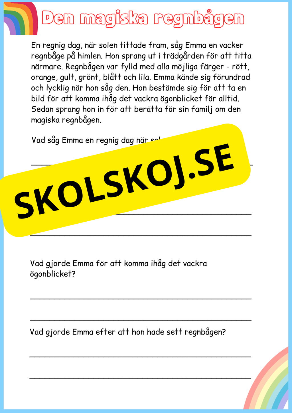 Läsförståelse - Årskurs 3 - 4 - Häfte