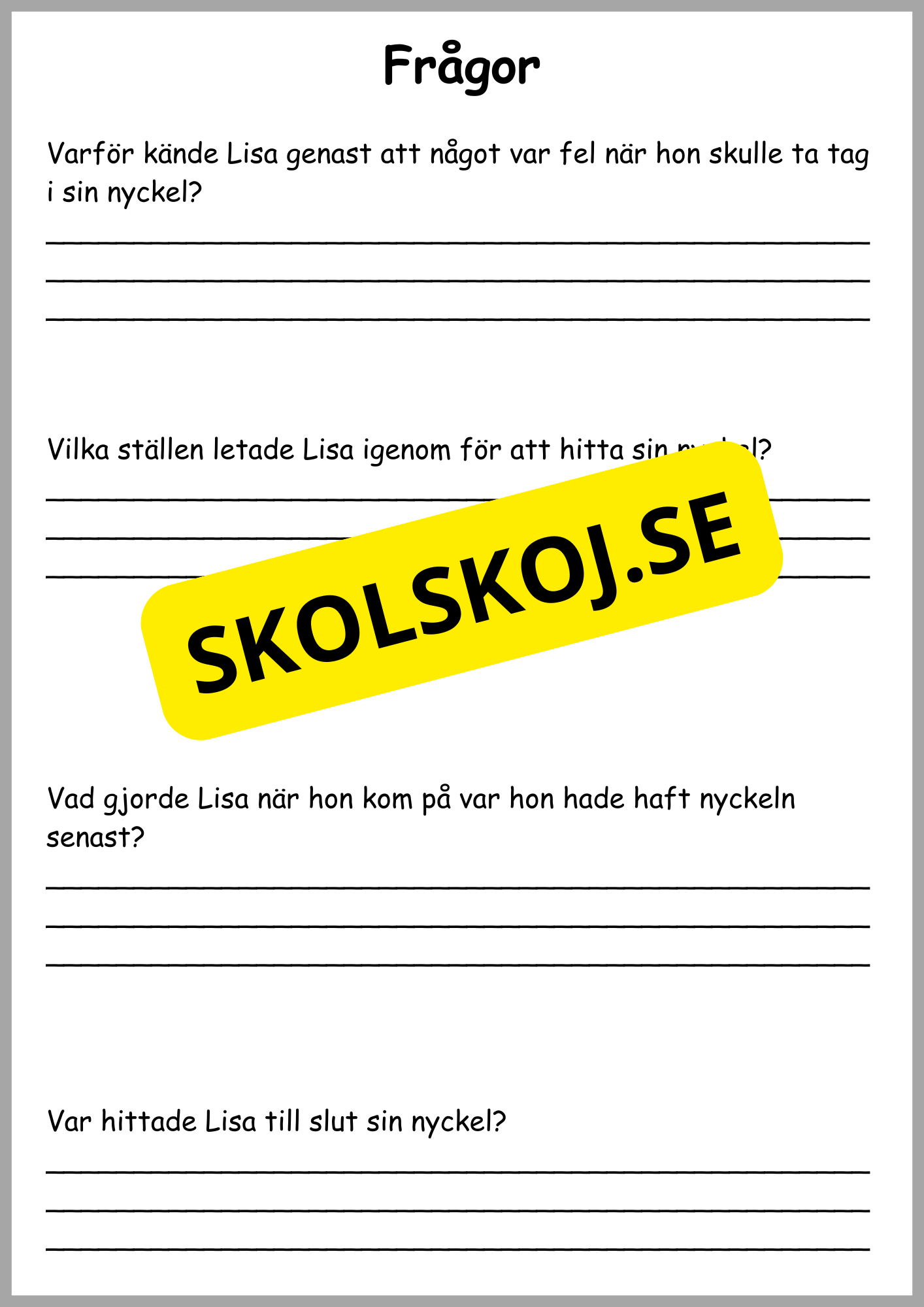 Läsförståelse - 8 sagor (24 sidor)