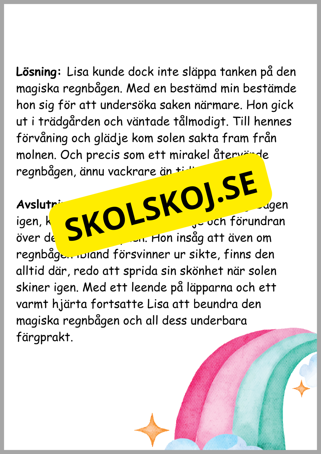 Läsförståelse - 8 sagor (24 sidor)