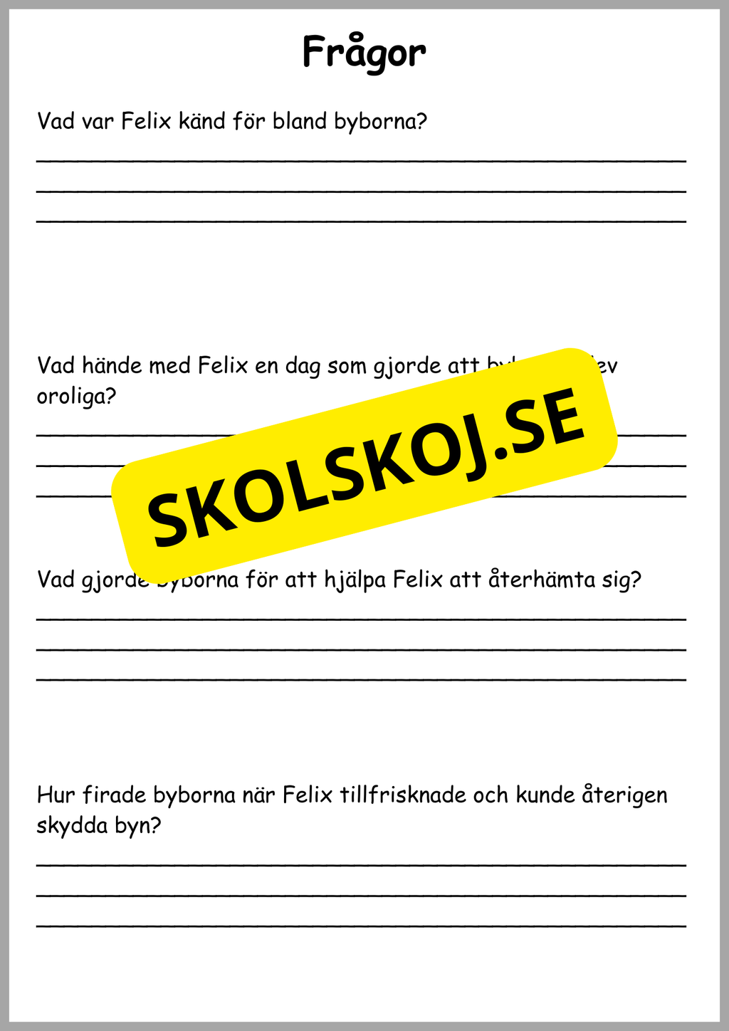 Läsförståelse - 8 sagor (24 sidor)