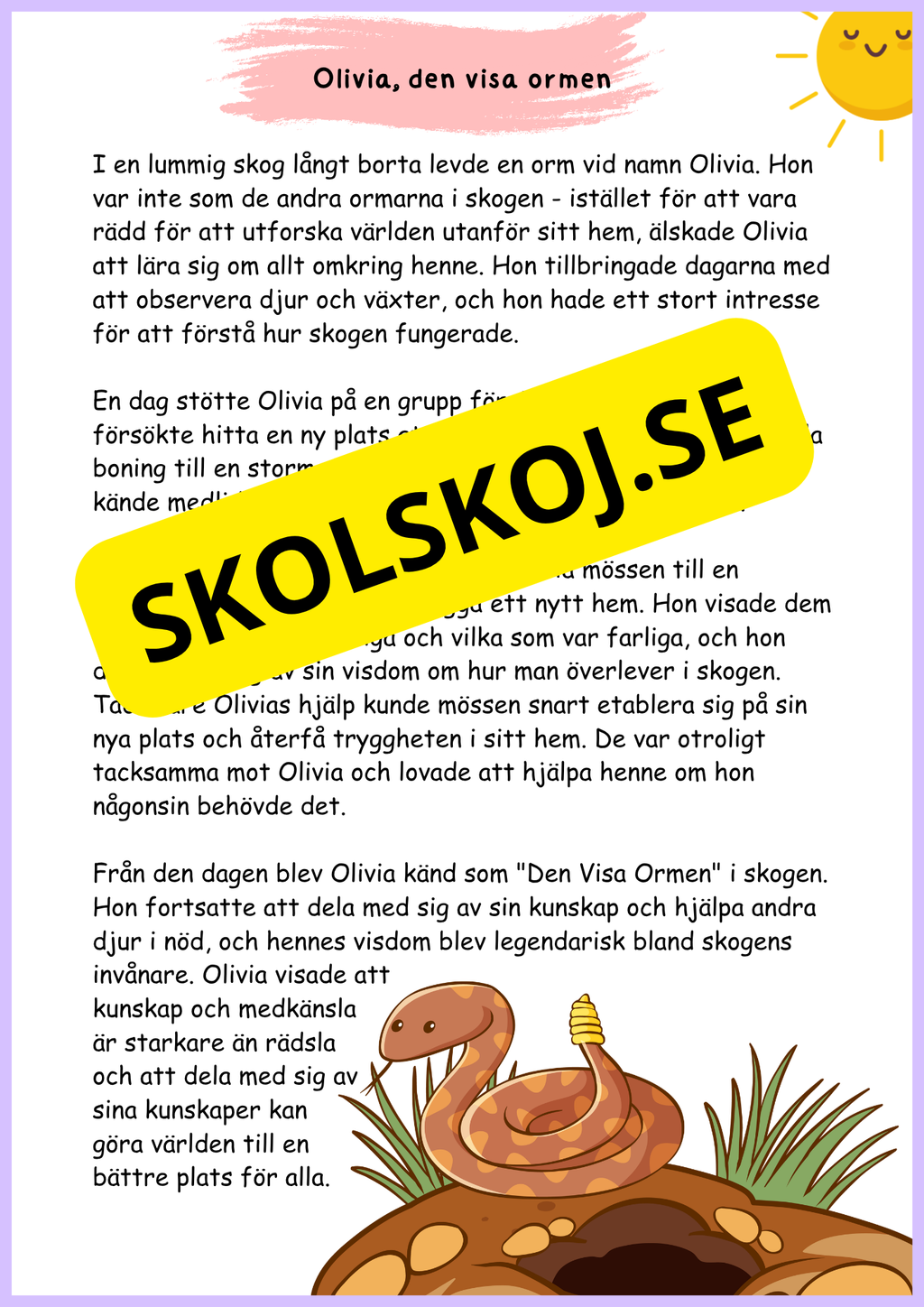 Läsförståelse årskurs 3 - 4