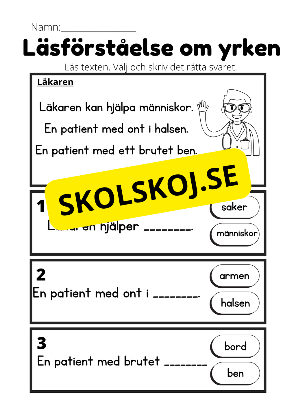 Läsförståelse om yrken