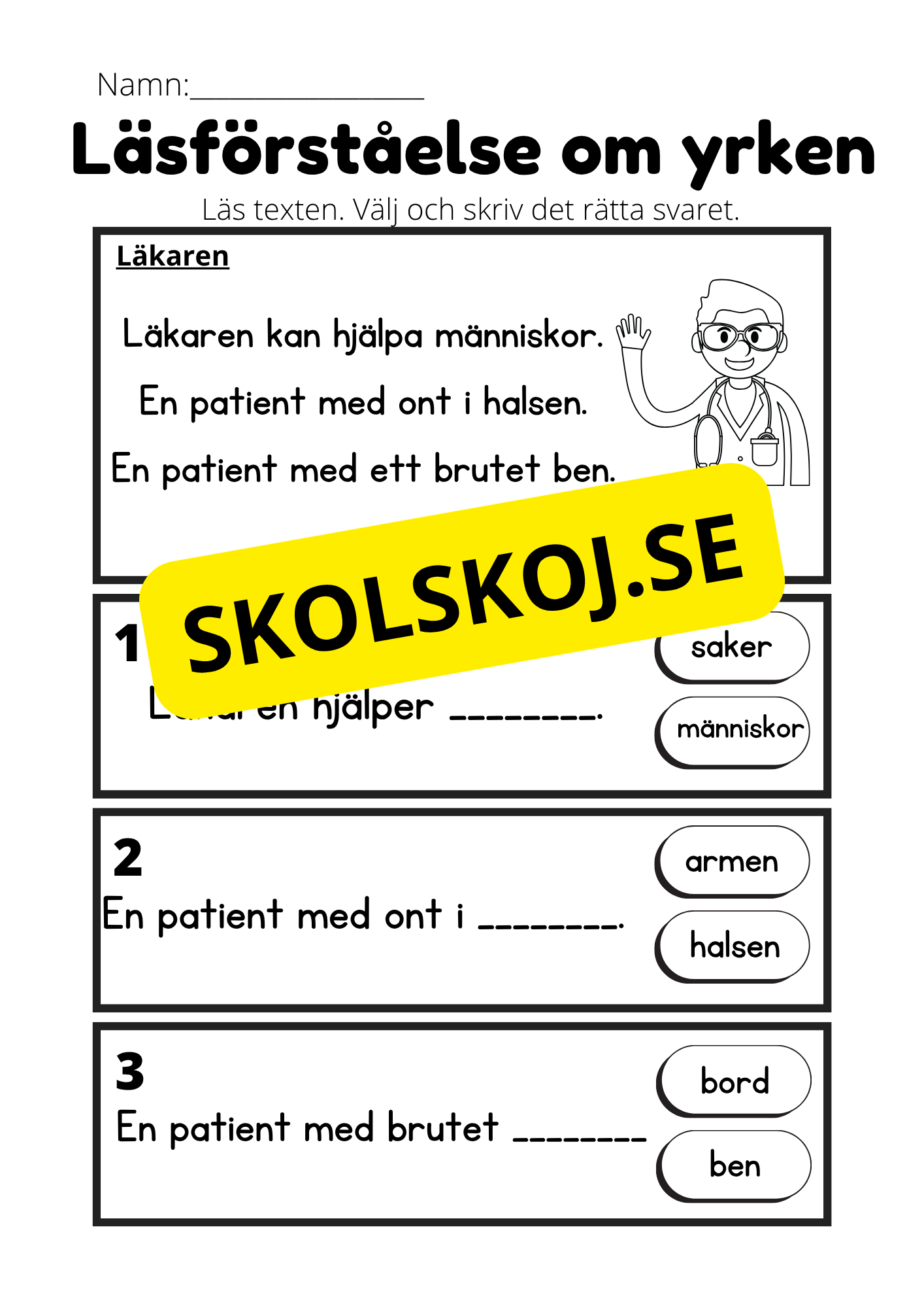 Läsförståelse om yrken