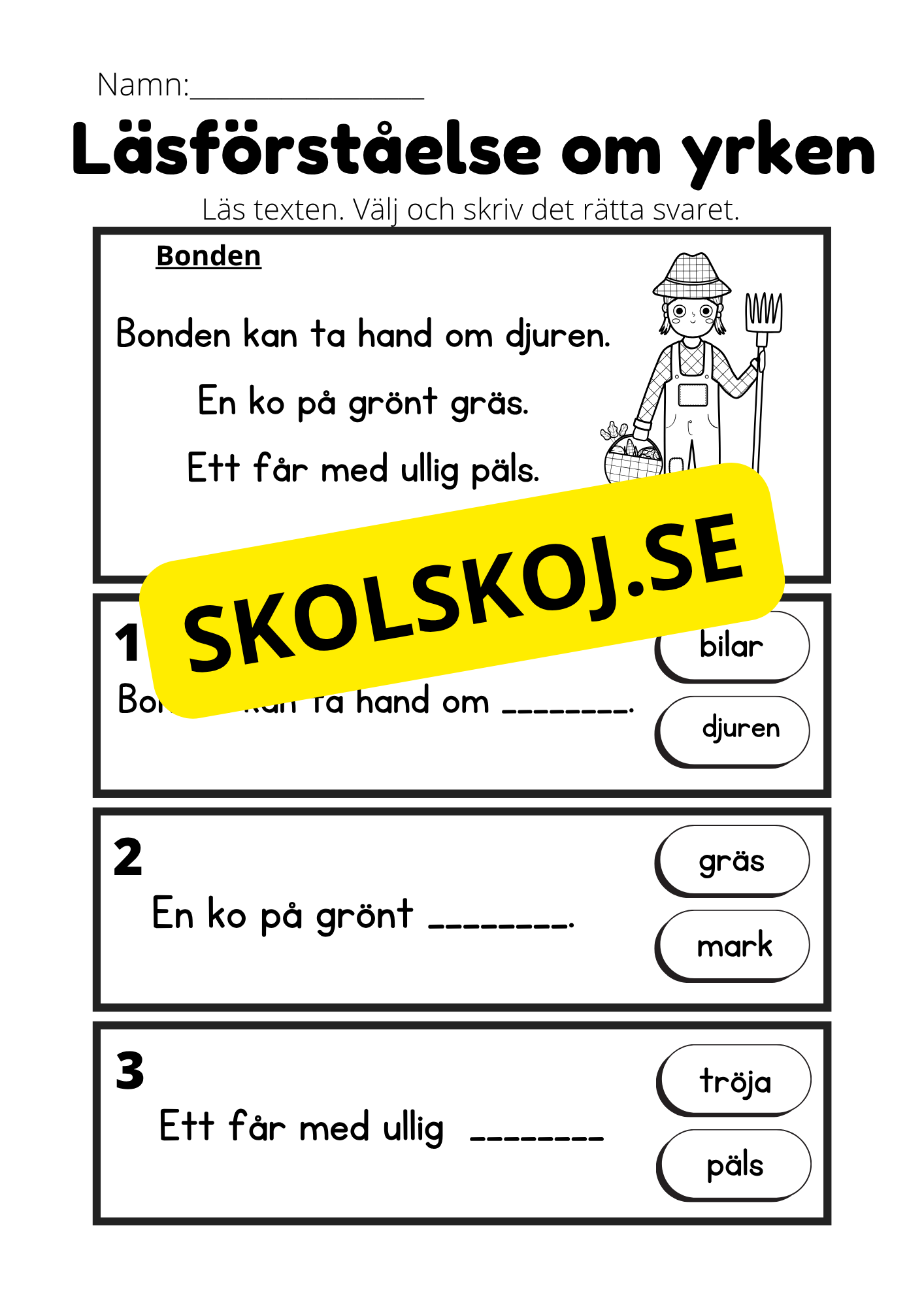 Läsförståelse om yrken