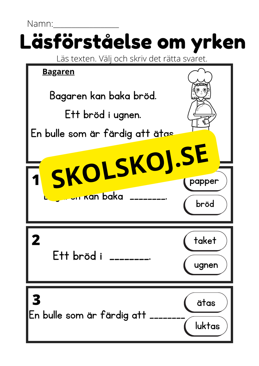 Läsförståelse om yrken