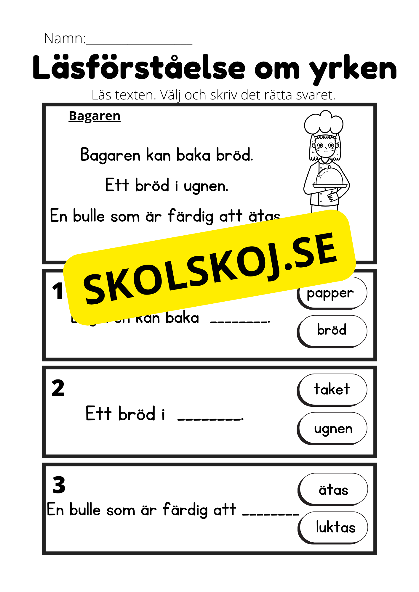 Läsförståelse om yrken