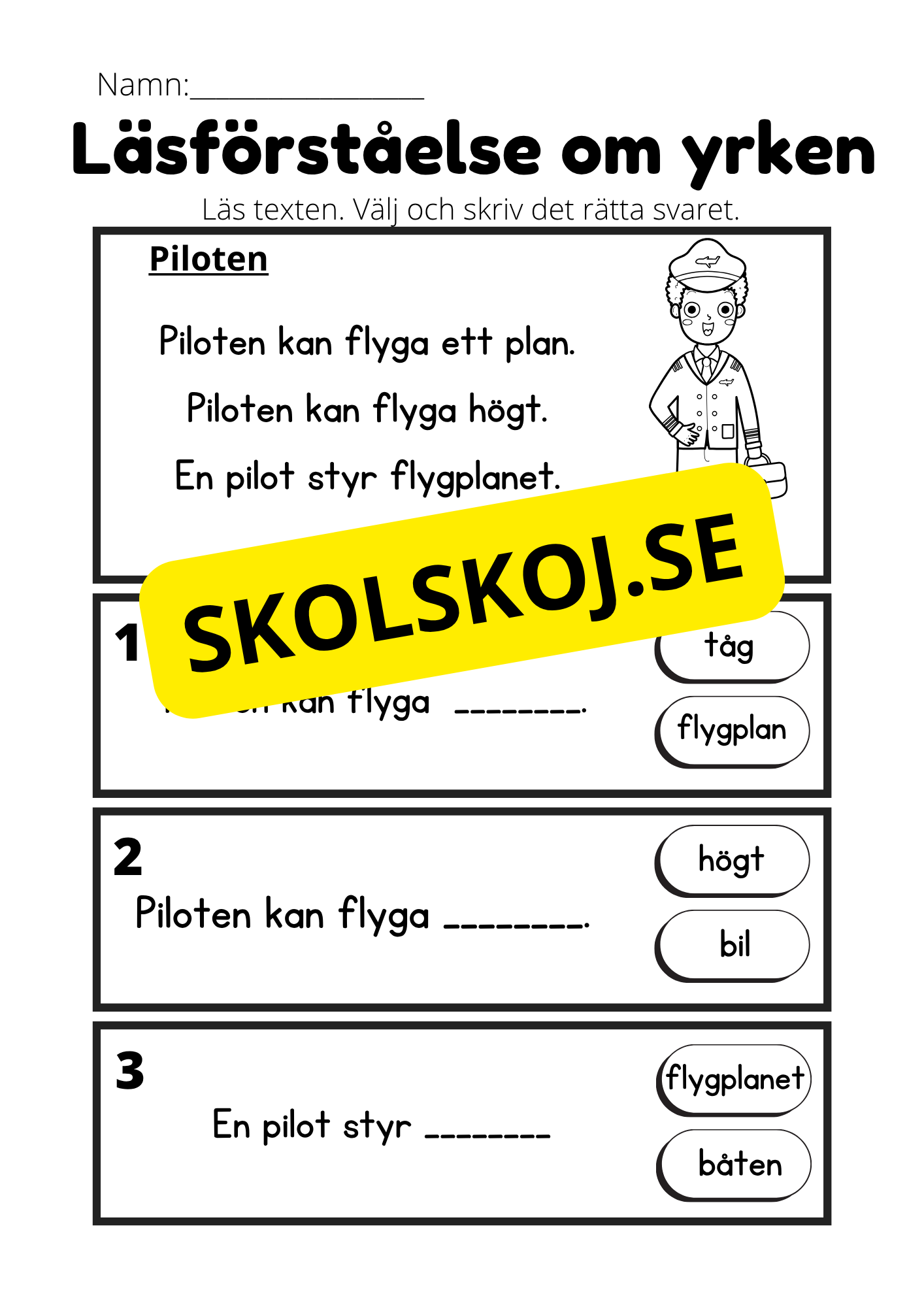Läsförståelse om yrken